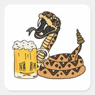 Adesivo Quadrado Cerveja engraçada do bebendo do cascavel