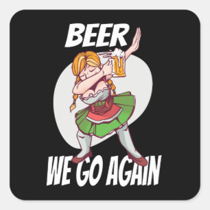 Adesivo Quadrado Cerveja Nós Vamos Novamente Bebida Munique Dirndl