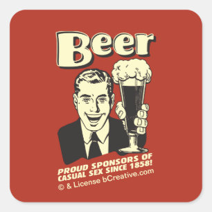 Adesivo Quadrado Cerveja: Orgulhosos Patrocinadores Sexo Casual
