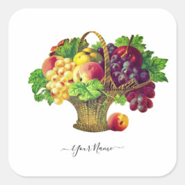 Adesivo Quadrado Cesta de Fruta de Vintage - personalizada