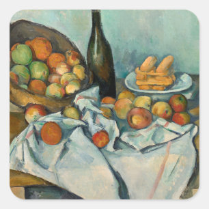 Adesivo Quadrado Cesta de Maçãs de Paul Cezanne Vida Estática Vinta
