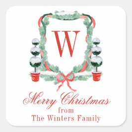 Adesivo Quadrado Cesto do Monograma Topiográfico de Natal em Aquare
