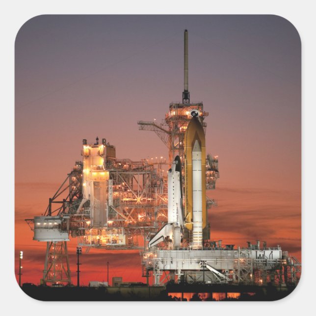 Adesivo Quadrado Céu Vermelho para o Lançamento do Ônibus Espacial  (Frente)