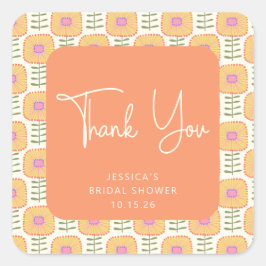 Adesivo Quadrado Chá amarelo escandinavo Flor Laranja Obrigado