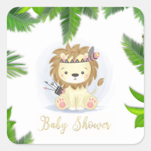 Adesivo Quadrado Chá Bonito De Bebê De Leão De Boho