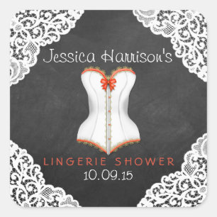 Adesivo Quadrado Chá branco da lingerie do quadro do laço do