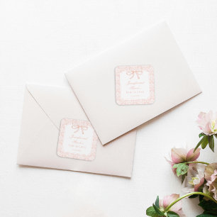 Adesivo Quadrado Chá branco rosa-arco fita-branca-bebê boêmica