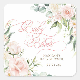 Adesivo Quadrado Chá de Bebê Baby in Bloom Florals
