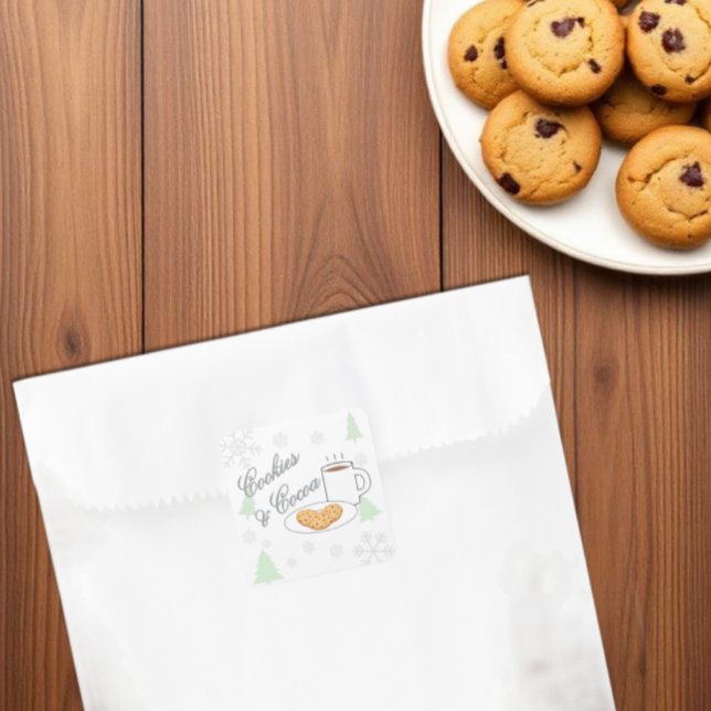 Adesivo Quadrado Chá de Bebê Cookies & Cocoa (Criador carregado)