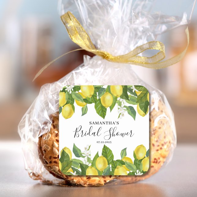 Adesivo Quadrado Chá de Bebê de Limão Cítrico  (Criador carregado)