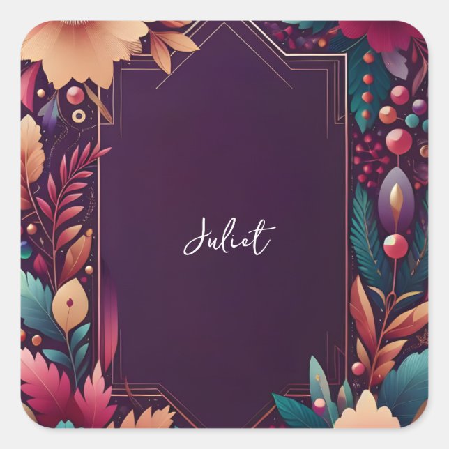 Adesivo Quadrado Chá de Bebê de Noiva Ousado em Tom de Joia Teal Su (Frente)