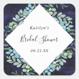 Adesivo Quadrado Chá de Bebê de Verde Botânico Eucalipto