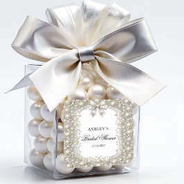 Adesivo Quadrado Chá de Bebê Diamantes e Pérolas