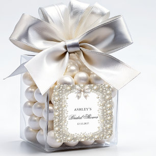 Adesivo Quadrado Chá de Bebê Diamantes e Pérolas