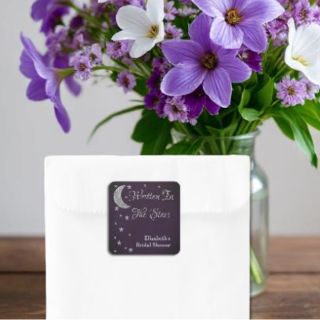 Adesivo Quadrado Chá de Bebê Escrito Nas Estrelas (Criador carregado)