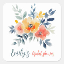 Chá de Bebê Floral em Aquarela Personalizado