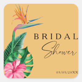 Adesivo Quadrado Chá de bebê floral tropical