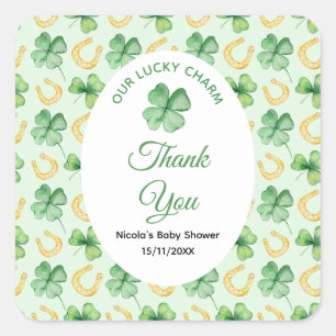 Adesivo Quadrado Chá de Bebê Sorte Nossa St Patrick
