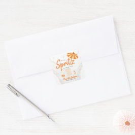 Adesivo Quadrado Chá de Bebê Spritz Bebê com Bolinhas Laranja