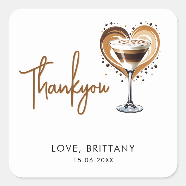 Adesivo Quadrado Chá de Bebê Tini One Espresso Martini (Frente)