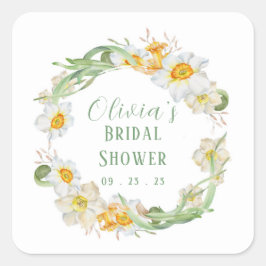 Adesivo Quadrado Chá de casamento Bridal de Daffodil Branco e Amare