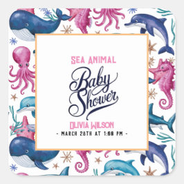 Adesivo Quadrado Chá de fraldas-2 do mar, elegante e moderno,