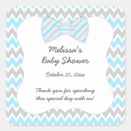 Adesivo Quadrado Chá de fraldas azul Cinza arco Chevron 