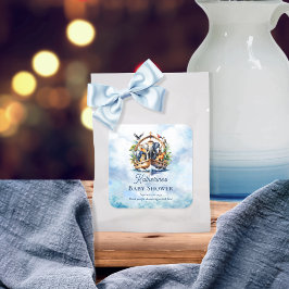 Adesivo Quadrado Chá de fraldas Azul de Bichinhos-de-Arca de Noah