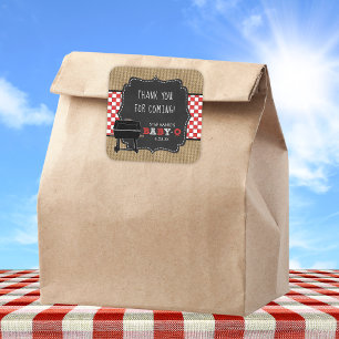 Adesivo Quadrado Chá de fraldas Baby Q obrigado você favorece o ade