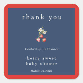 Adesivo Quadrado Chá de fraldas Berry Sweet Strawberry Girl