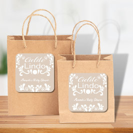 Adesivo Quadrado Chá de fraldas Boho Cielito Lindo Mexicano