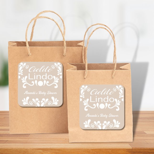 Adesivo Quadrado Chá de fraldas Boho Cielito Lindo Mexicano (Criador carregado)