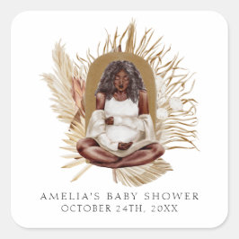 Adesivo Quadrado Chá de fraldas Boho Florals