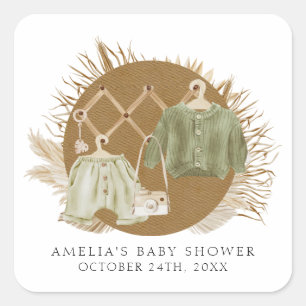 Adesivo Quadrado Chá de fraldas Boho Florals