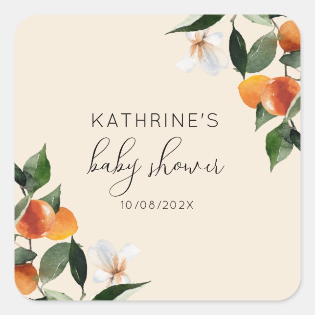 Adesivo Quadrado chá de fraldas bonito (Frente)