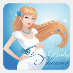 Adesivo Quadrado Chá de fraldas bonito bonito da mulher gravida