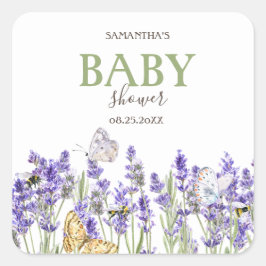 Adesivo Quadrado Chá de fraldas Botânico Lavander