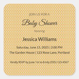 Adesivo Quadrado Chá de fraldas Cute Boho Sexo Neutro, Personalizáv