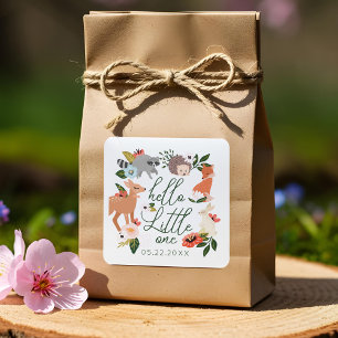 Adesivo Quadrado Chá de fraldas de Animais da Floresta Marinha