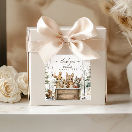 Adesivo Quadrado Chá de fraldas de Animais da Floresta Ocidental