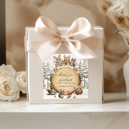 Adesivo Quadrado Chá de fraldas de Animais da Floresta Ocidental