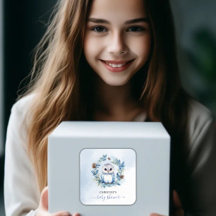 Adesivo Quadrado Chá de fraldas de Aquarela de Inverno