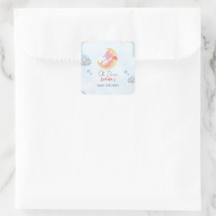 Adesivo Quadrado Chá de fraldas de Balões de dinossauros de Bebês b