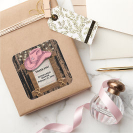 Adesivo Quadrado Chá de fraldas de chapinha rosa-russa