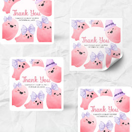 Adesivo Quadrado Chá de fraldas de Dia das Bruxas Rosa