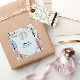 Adesivo Quadrado Chá de fraldas de Flocos de Neve da Floresta de In