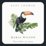 Adesivo Quadrado Chá de fraldas de Folhagem Tropical RainForest Tou<br><div class="desc">Se precisar de mais alguma personalização,  por favor,  sinta-se à vontade para me enviar uma mensagem em yellowfebstudio@gmail.com.</div>