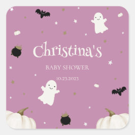 Adesivo Quadrado Chá de fraldas de Halloween