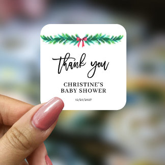 Adesivo Quadrado Chá de fraldas de inverno de Natal