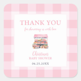 Adesivo Quadrado Chá de fraldas De Menina Cultivada Localmente Obri